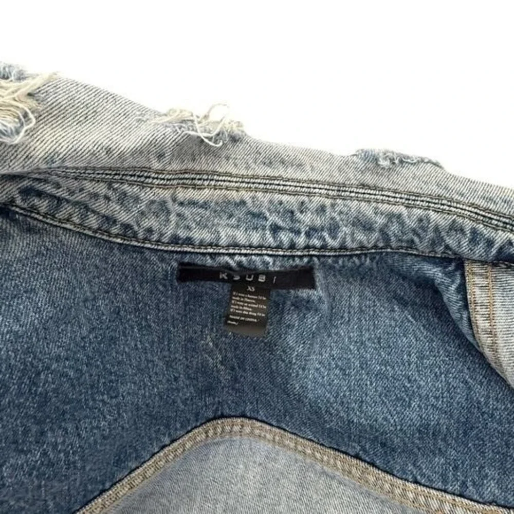 Ksubi Jean Jacket Mens Size XS Destroyed Oversized Light Wash Denim